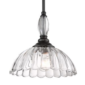 Audra 1 Light Pendant in Matte Black with Clear Glass Shade