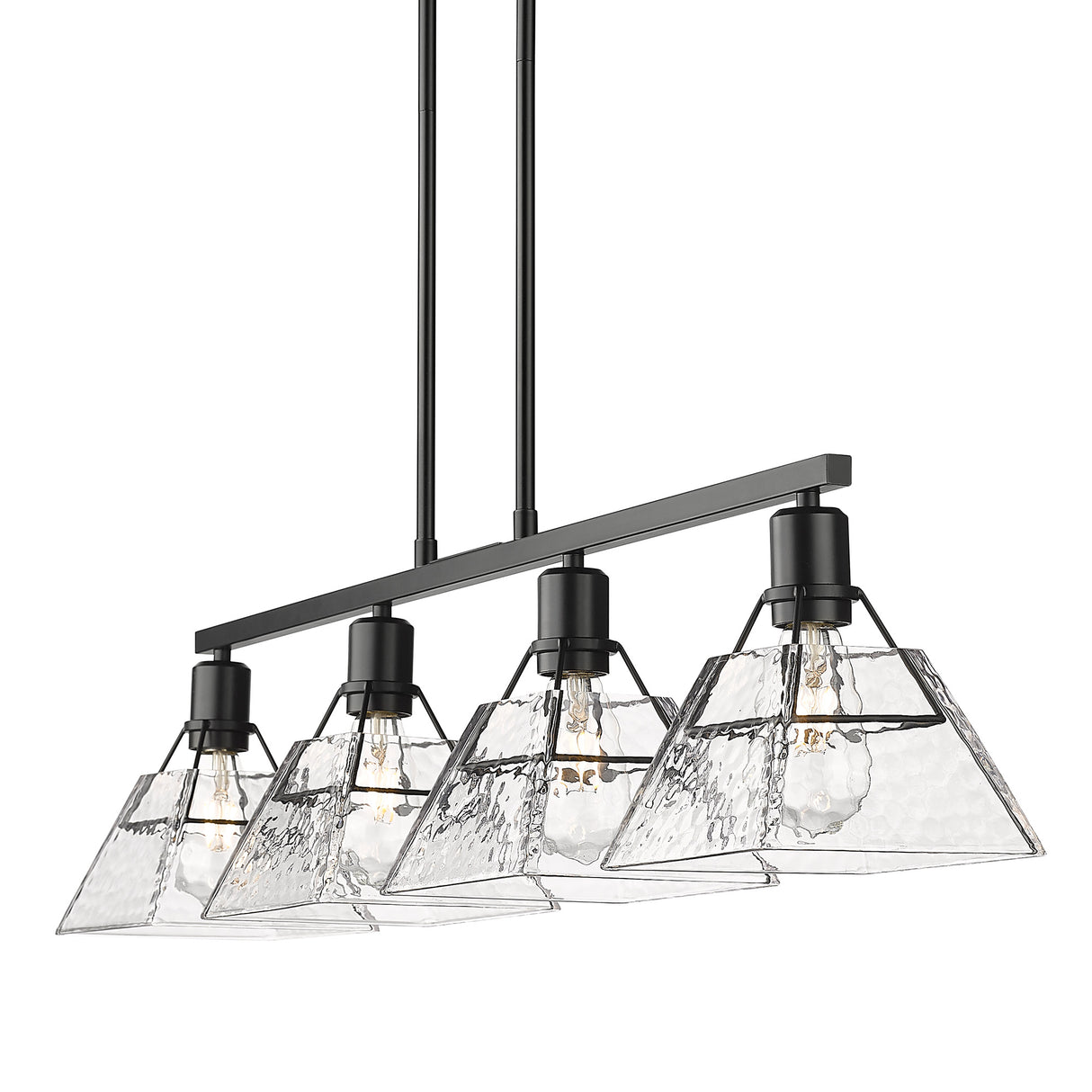 Kepler Linear Pendant in Matte Black with Water Glass Shade