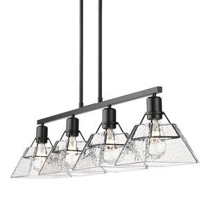 Kepler Linear Pendant in Matte Black with Water Glass Shade