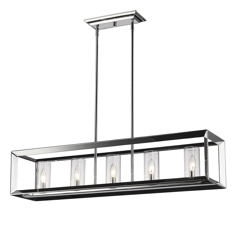 Smyth 5 Light Linear Pendant in Chrome with Clear Glass