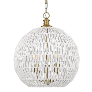 Florence 5-Light Pendant in Brushed Champagne Bronze and Bleached White Raphia Rope Shade