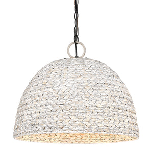 Rue 5 Light Pendant in Matte Black with Painted Sweet Grass Shade