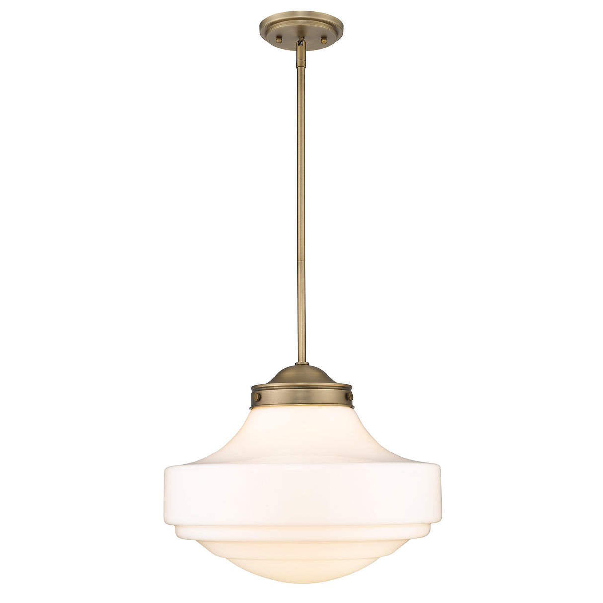Ingalls Large Pendant in Modern Brass and Vintage Milk Glass Shade