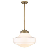 Ingalls Large Pendant in Modern Brass and Vintage Milk Glass Shade