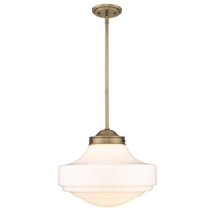 Ingalls Large Pendant in Modern Brass and Vintage Milk Glass Shade