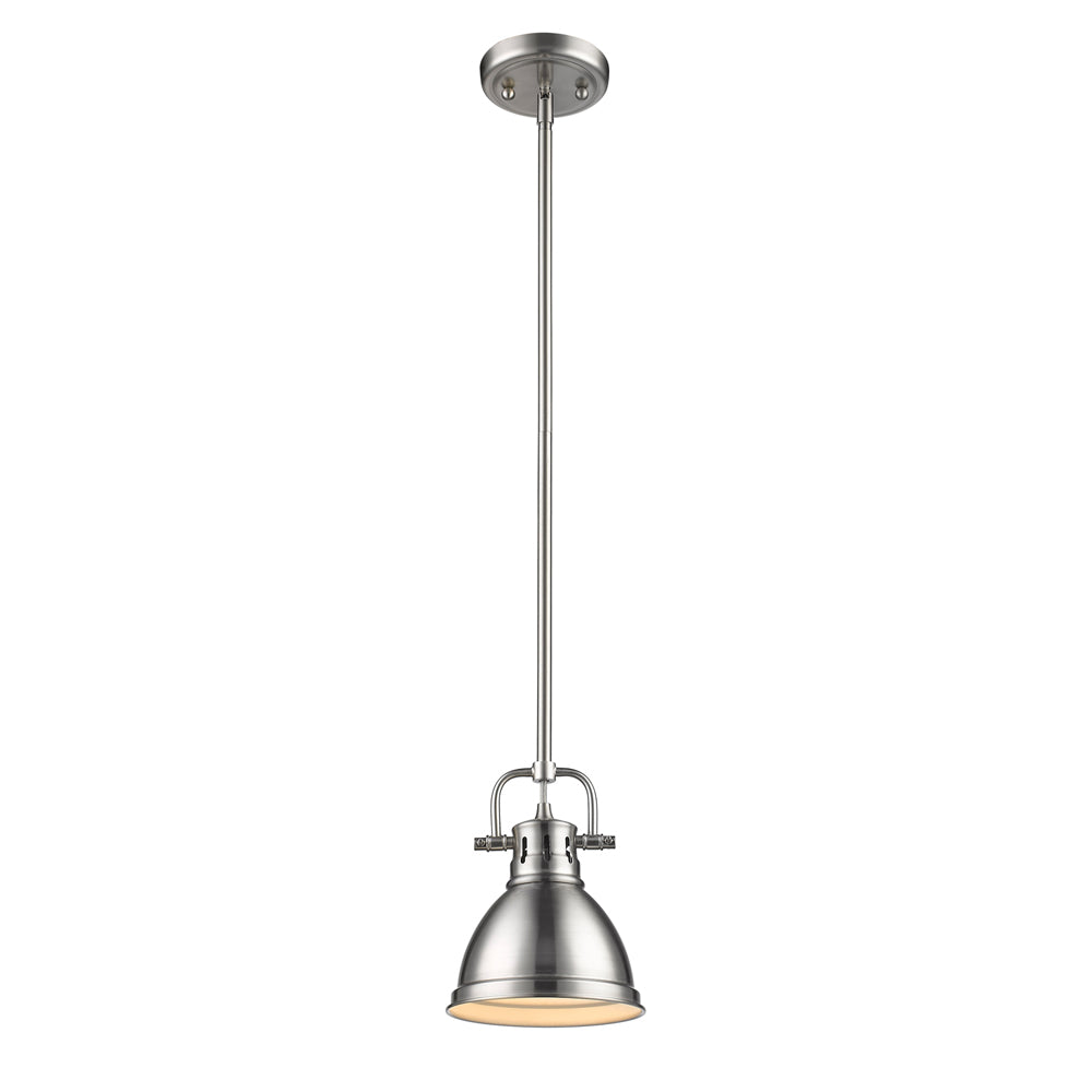 Duncan Mini Pendant with Rod in Pewter with a Pewter Shade