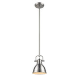 Duncan Mini Pendant with Rod in Pewter with a Pewter Shade