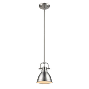 Duncan Mini Pendant with Rod in Pewter with a Pewter Shade
