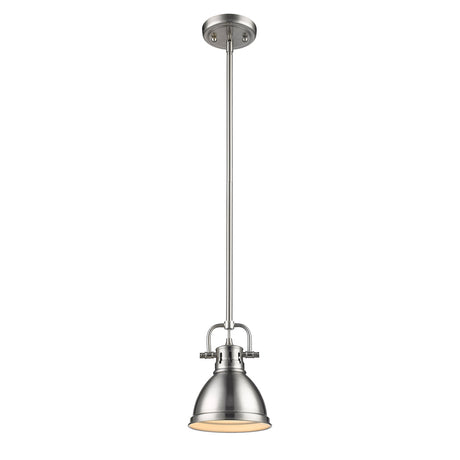 Duncan Mini Pendant with Rod in Pewter with a Pewter Shade