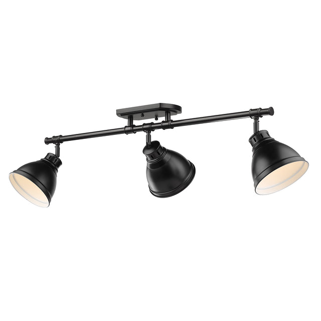 Duncan 3 Light Semi-Flush - Track Light in Matte Black with a Matte Black Shades