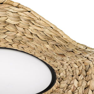 Macy Flush Mount - 21" in Matte Black with Woven Sweet Grass Shade