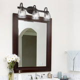 Parrish RBZ 3 Light Bath Vanity in Rubbed Bronze with Seeded Glass Shade