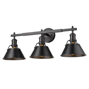 Orwell BLK 3 Light Bath Vanity in Matte Black with Matte Black Shades