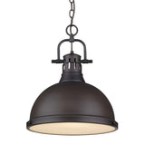 Duncan 1 Light Pendant with Chain in Rubbed Bronze with a Rubbed Bronze Shade