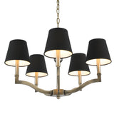 Waverly 5 Light Chandelier in Aged Brass with Tuxedo Shade