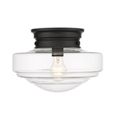 Ingalls Semi-Flush in Matte Black with Clear Glass Shade