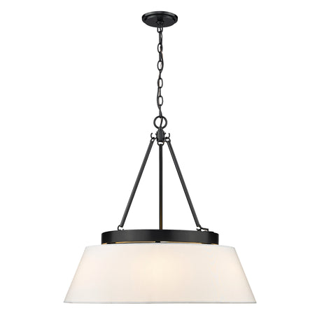 Penn 6 Light Chandelier in Matte Black with Modern White Shade