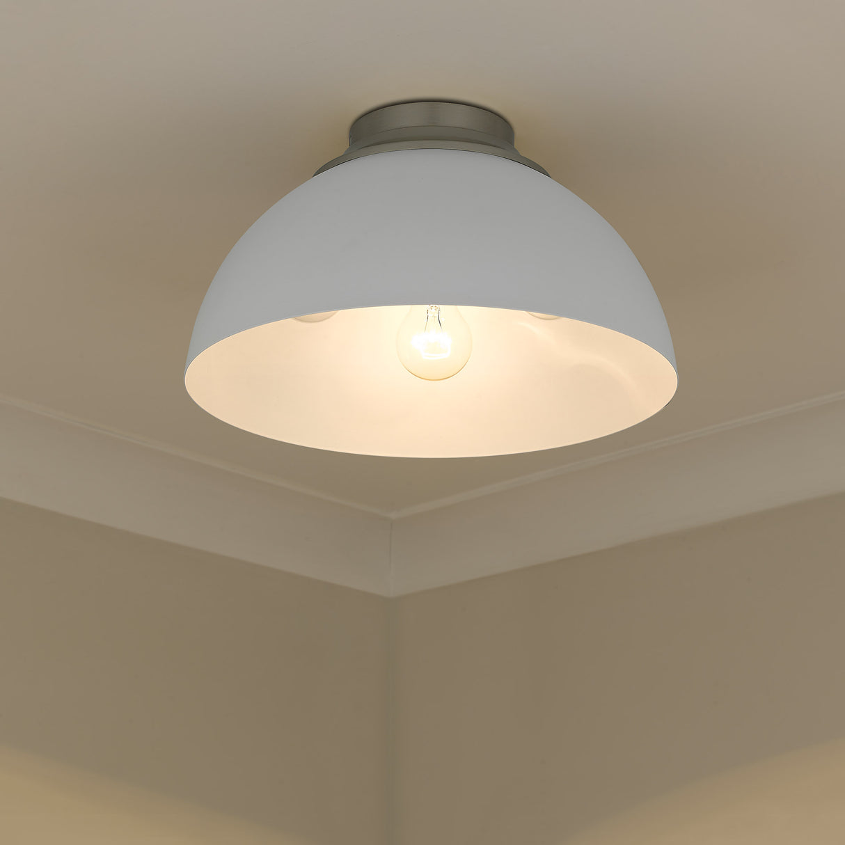 Zoey Flush Mount in Pewter with Matte White Shade