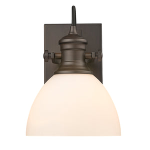 Hines 1-Light Bath Vanity in Rubbed Bronze with Opal Glass
