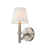 Waverly 1 Light Wall Sconce in Pewter with Classic White Shade