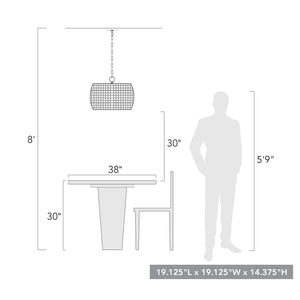 Piper 3 Light Pendant - Outdoor in Natural Black with Maple All-Weather Wicker Shade
