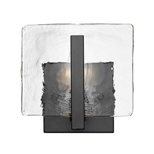 Aenon 1-Light Wall Sconce in Matte Black with Hammered Water Glass Shade
