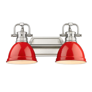 Duncan 2 Light Bath Vanity in Pewter with Red Shades