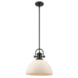 Hines 1-Light Pendant in Matte Black with Opal Glass