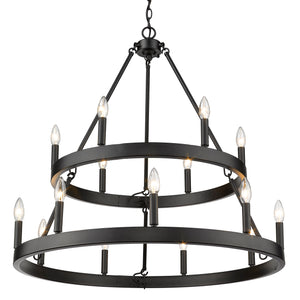 Alastair 2 Tier 6+9 Light Chandelier in Matte Black