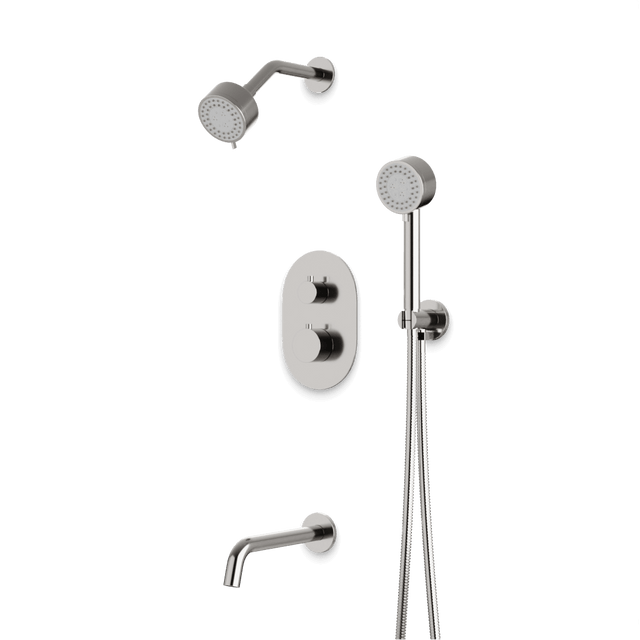 Artos Opera Thermostatic Shower Trim Kit with Multifunction Shower Head, Hand Shower, Tub Filler Brushed Nickel – TS083BN
