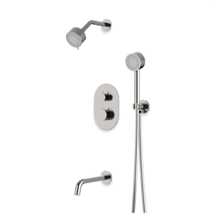 Artos Opera Thermostatic Shower Trim Kit with Multifunction Shower Head, Hand Shower, Tub Filler Brushed Nickel