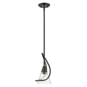 Olympia Mini Pendant in Matte Black with Clear Glass Shade