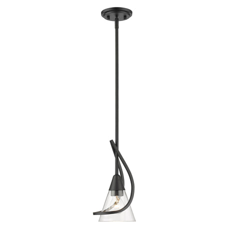Olympia Mini Pendant in Matte Black with Clear Glass Shade