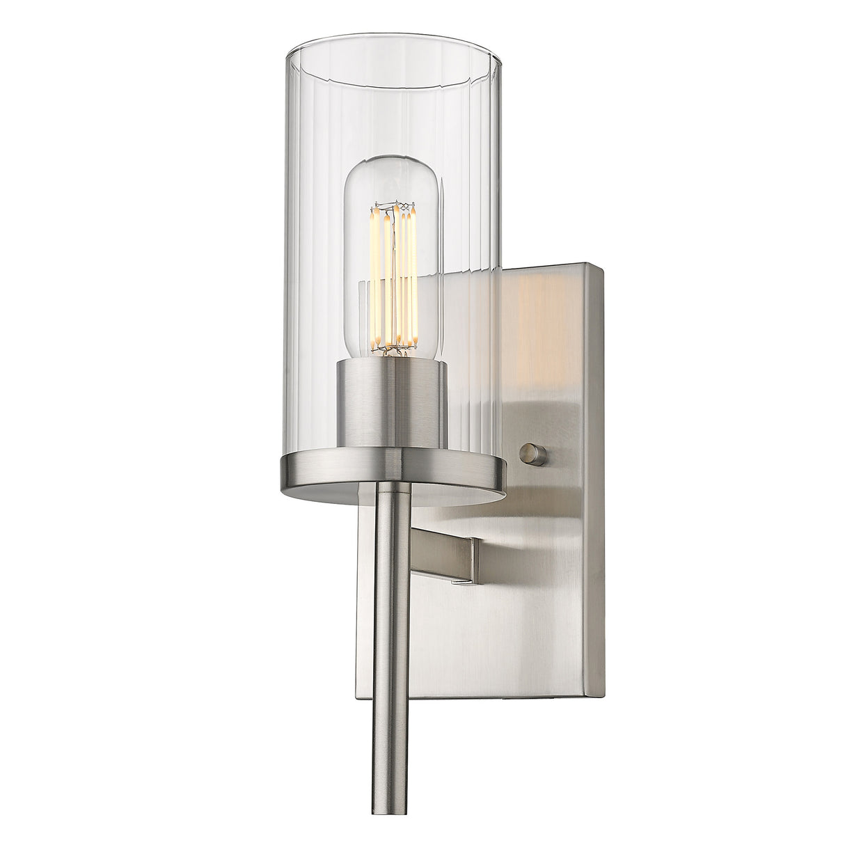 Winslett Wall Sconce in Pewter with Ribbed Clear Glas Shade
