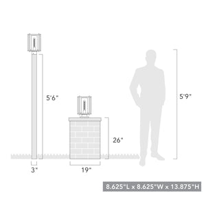 Tribeca NB Post Mount - Outdoor in Natural Black with Clear Glass Shade