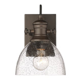 Hines 1-Light Bath Vanity in Rubbed Bronze with Seeded Glass