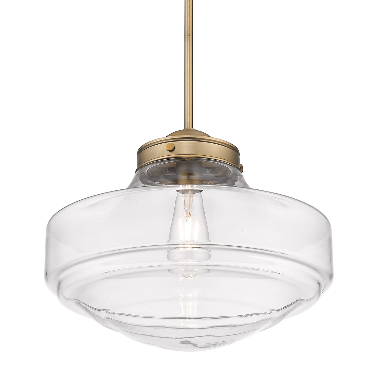 Ingalls Large Pendant in Modern Brass and Clear Glass Shade