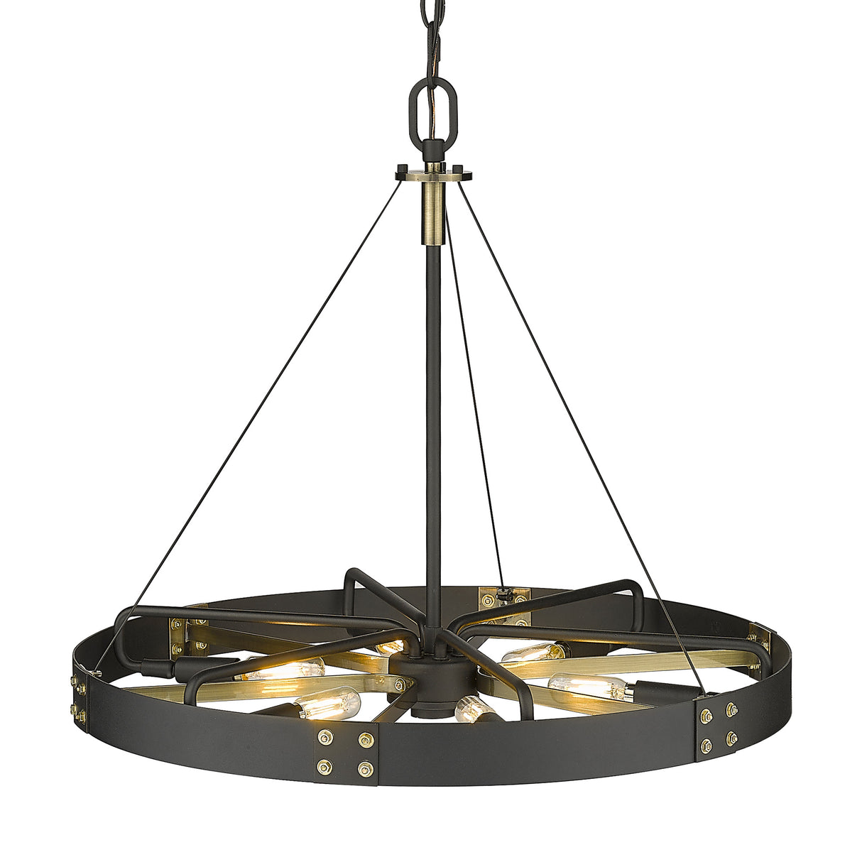 Vaughn Medium Pendant in Natural Black with Aged Brass Accents