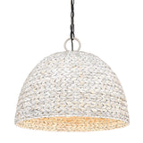 Rue 5 Light Pendant in Matte Black with Painted Sweet Grass Shade