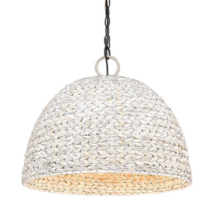 Rue 5 Light Pendant in Matte Black with Painted Sweet Grass Shade