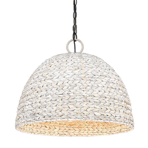Rue 5 Light Pendant in Matte Black with Painted Sweet Grass Shade