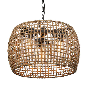 Piper 3 Light Pendant - Outdoor in Natural Black with Maple All-Weather Wicker Shade