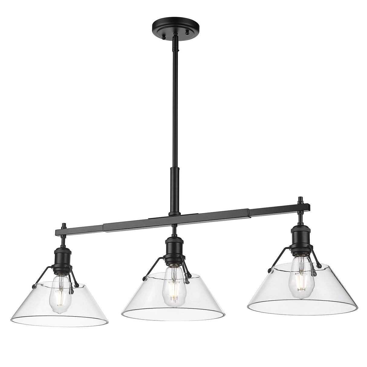 Orwell BLK Linear Pendant in Matte Black with Clear Glass Shade