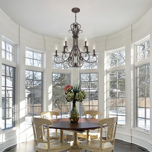 Homestead 2 Tier - 9 Light Candelabra Chandelier in Rubbed Bronze with Drip Candlesticks