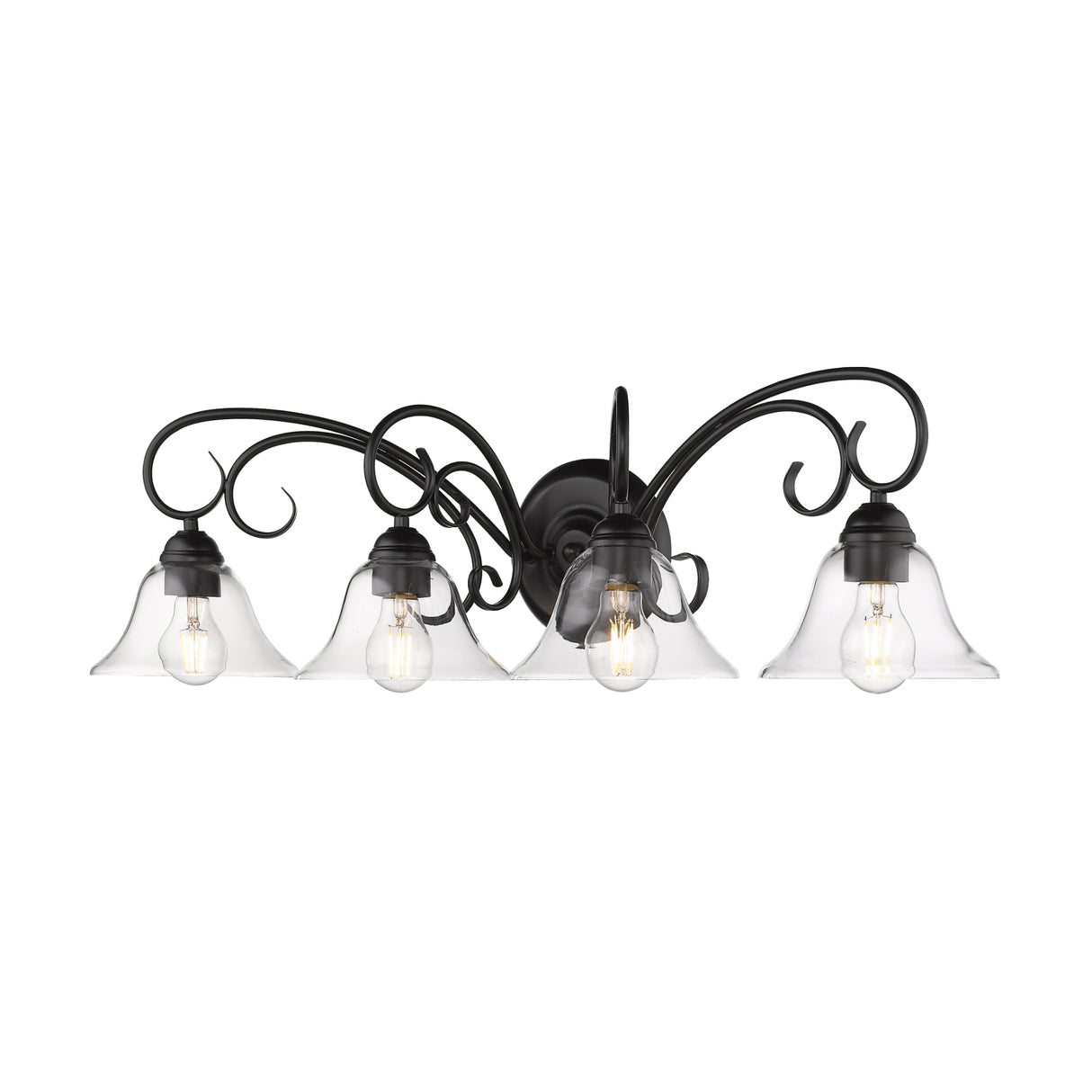 Homestead 4 Light Bath Vanity in Matte Black with Clear Glass