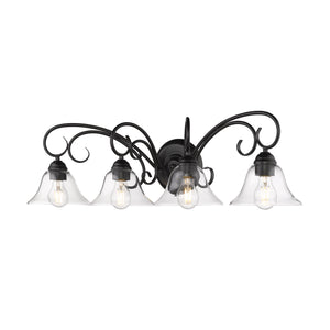 Homestead 4 Light Bath Vanity in Matte Black with Clear Glass