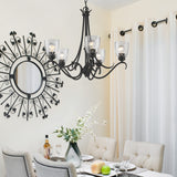 Parrish 5 Light Chandelier in Matte Black with Seeded Glass