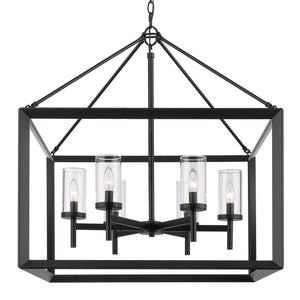 Smyth 6 Light Chandelier in Matte Black with Clear Glass Shades