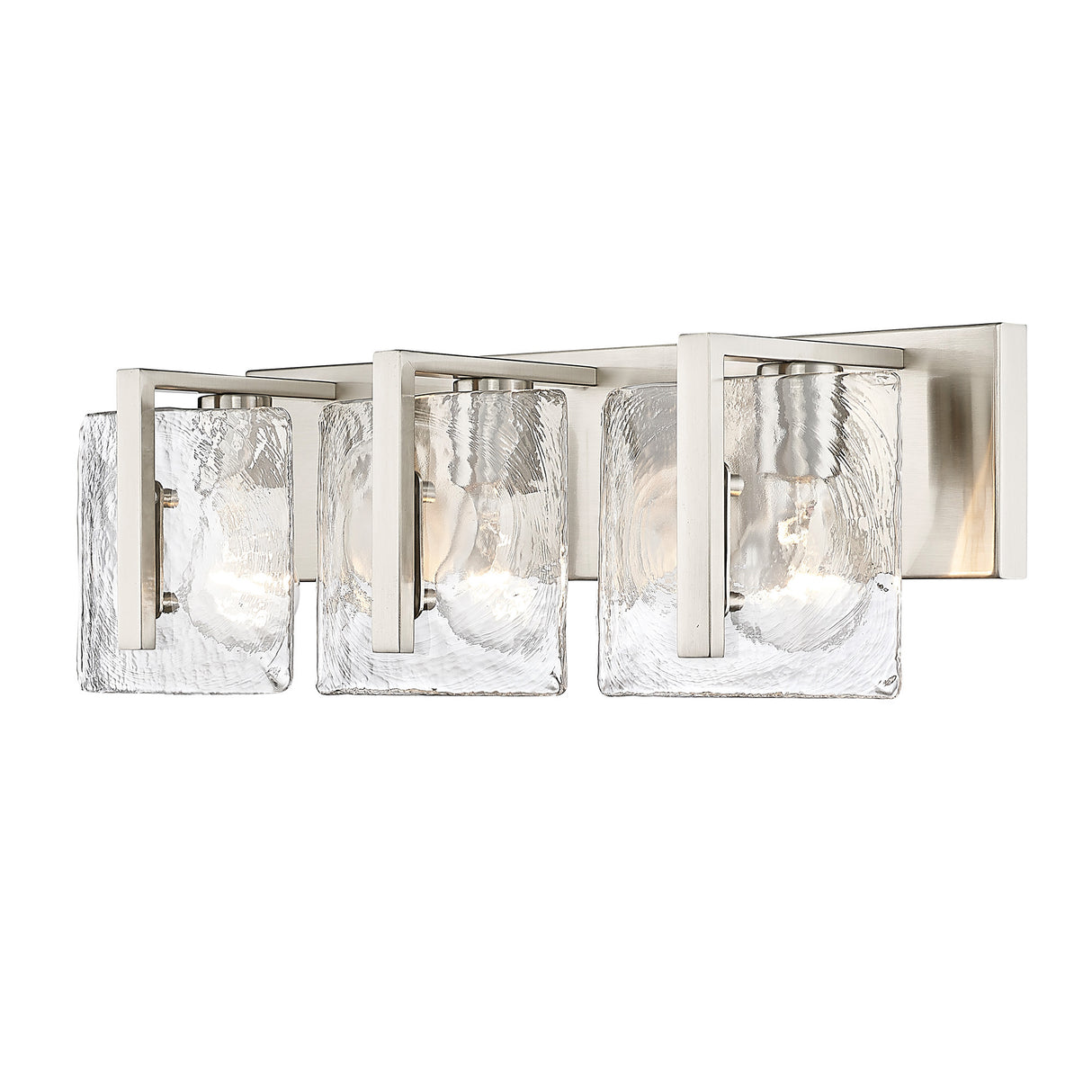 Aenon 3-Light Bath Vanity in Pewter with Hammered Water Glass Shade