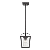 Mercer Mini Pendant in Matte Black with Matte Black accents and Seeded Glass